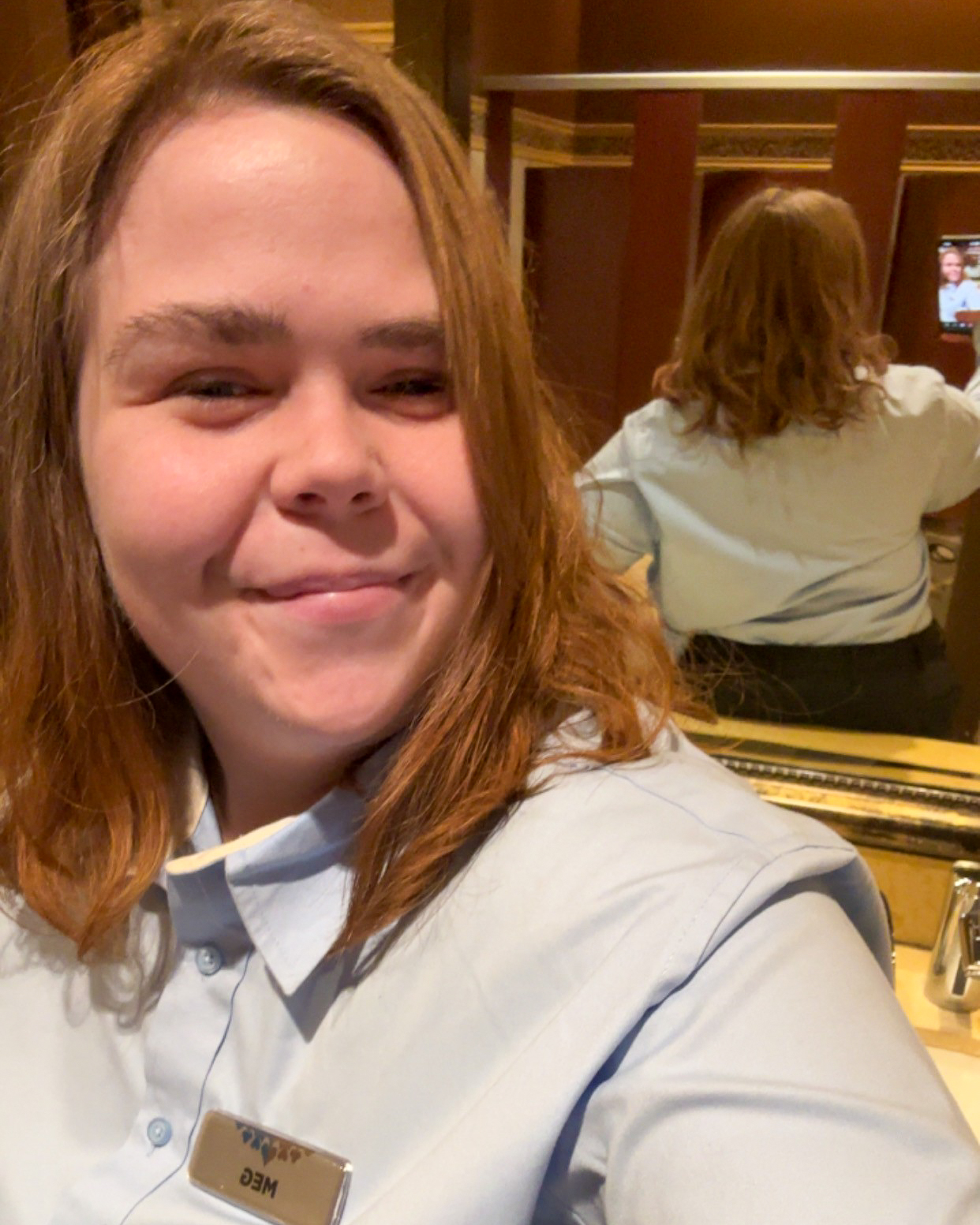 a selfie of Megan in the casino mirror